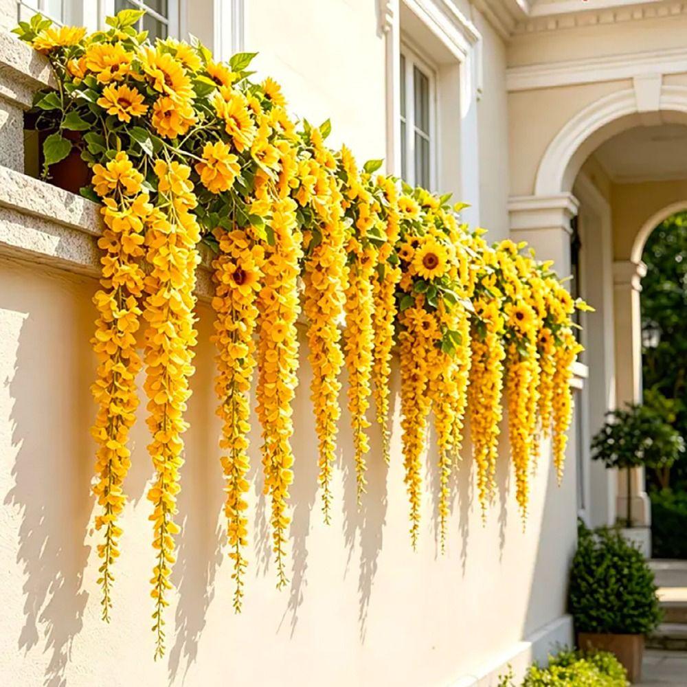 Hanging Design Artificial Wisteria Flower Vine Multicolor Hanging Garland  Wall Decoration
