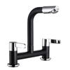 Kitchen Taps Dual Lever Sink Mixer Taps Traditional Monobloc Mixer Taps for Kitchen Sink Swivel Spout Chrome Double Handles