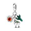 Cactus Pendant White Copper Plated 925 Silver Pendant Beads Diy Bracelet Necklace