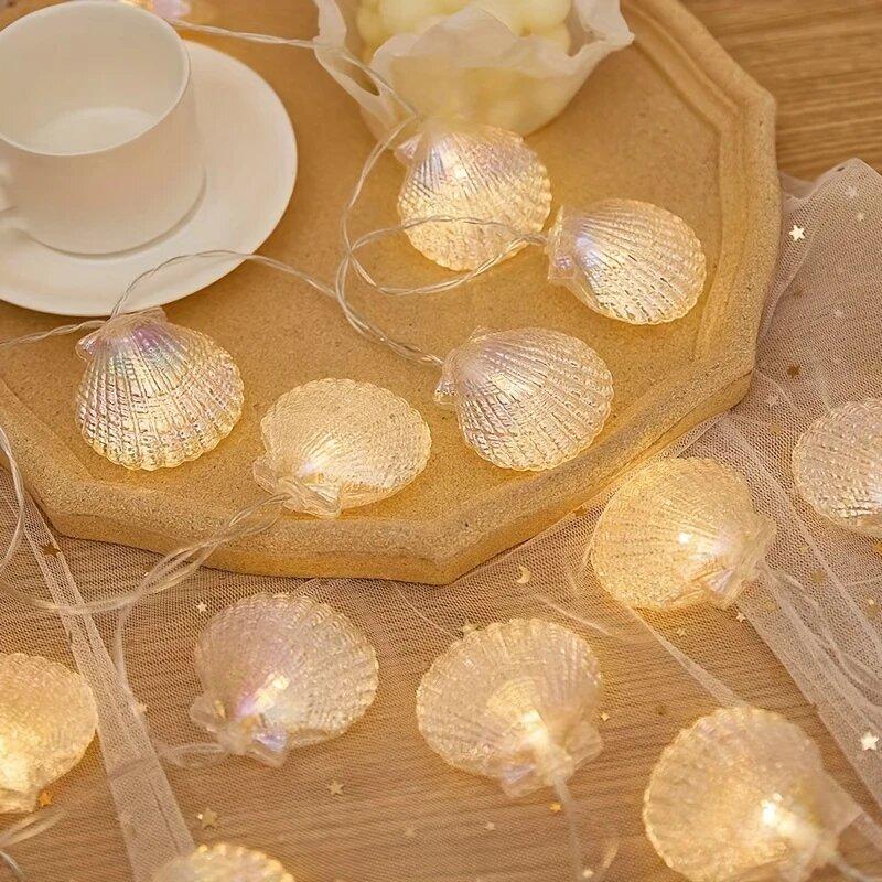 1PC 20LEDs Atmosphere Shell String Lights Battery Powered Fairy Lights Romantic Decorative Lamps For Room Wedding Party Camping