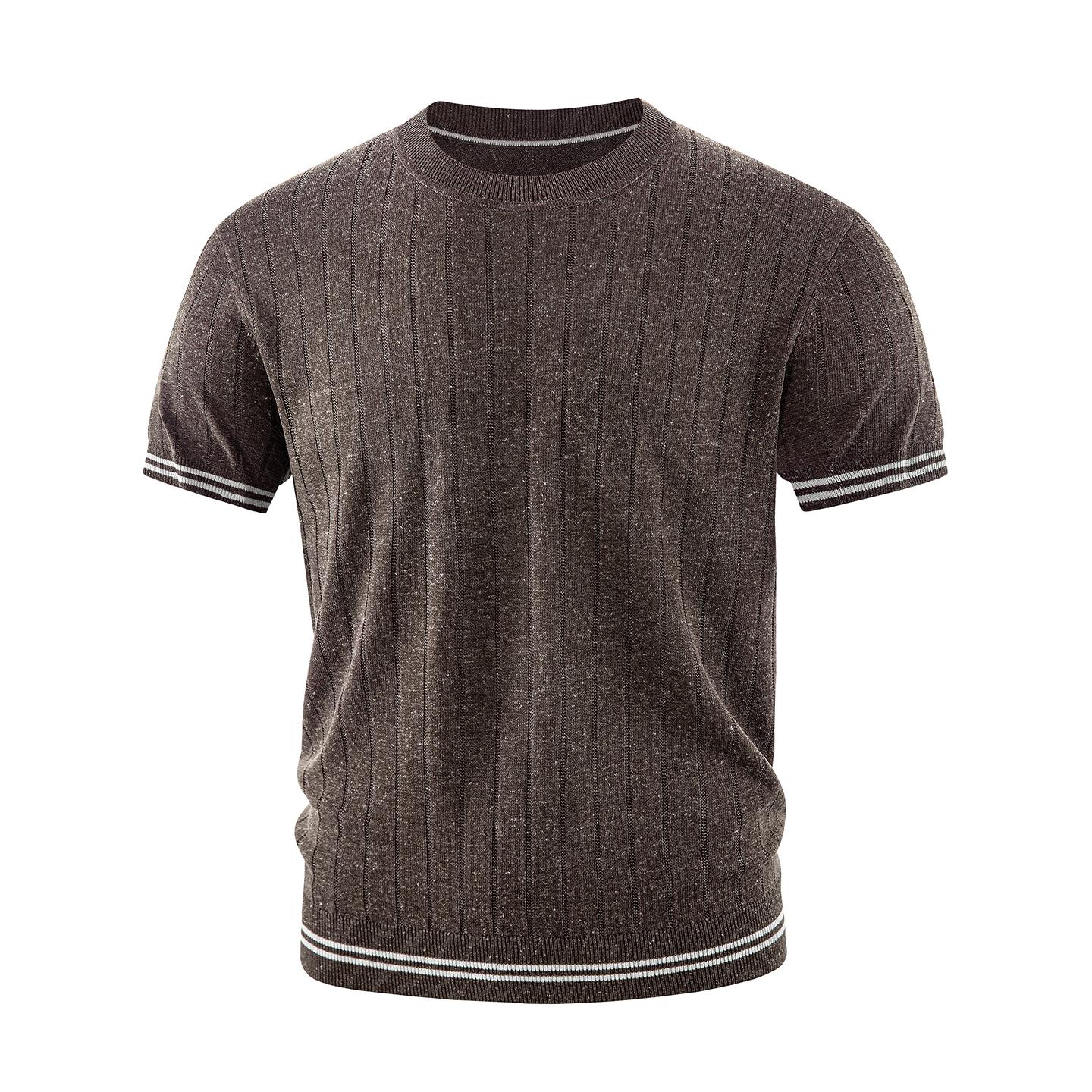 Round neck solid color casual men s niche pullover top 2XL кофейный
