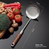 ZISIZ Chinese Style Rosewood Handle 304 Stainless Steel Slotted Spoon