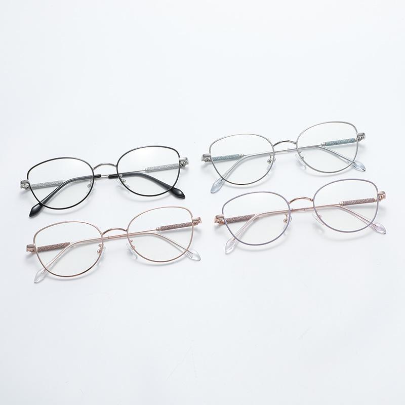 Gold Wire Retro Round Eyeglass Frames for Women - Optical Myopia-Fit, Korean Style, Large Face Trendy Design.