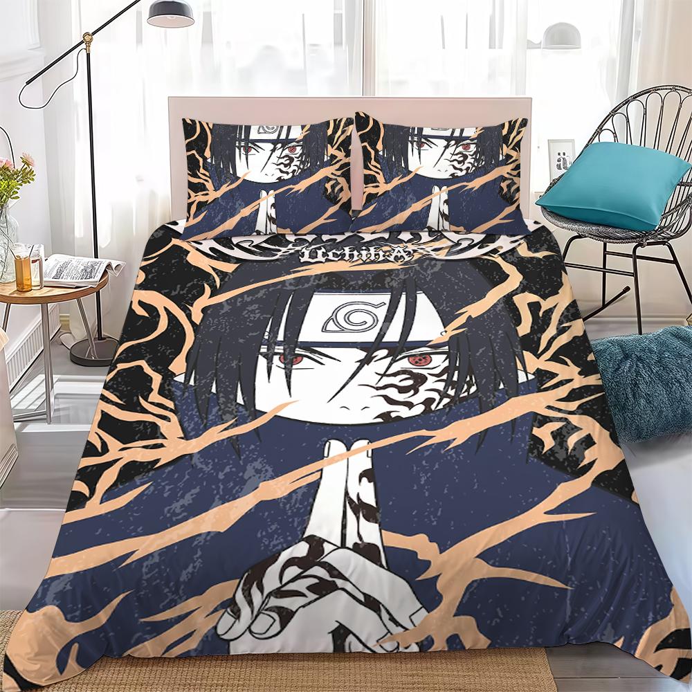 S-Sasuke Uchiha Duvet Cover Set Home Style Bedding Soft Laundry Cotton Bed 3 Piece Set Student Dormitory Gift