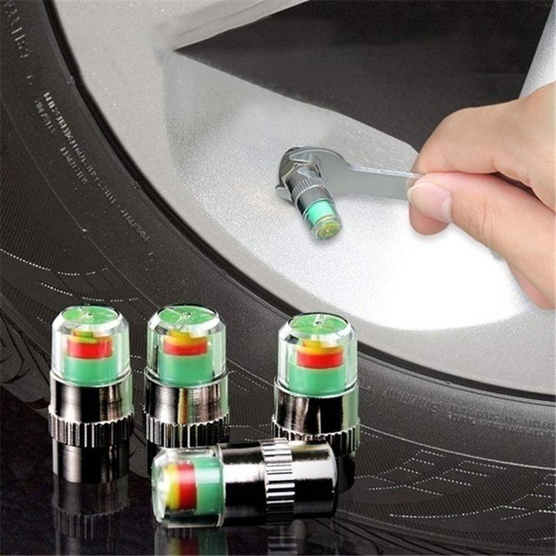 4Pcs/Set Tire Pressure Detection Auto Tire Caps Pressure Monitoring Cap Visual Alert Fit Standard Valve Stem