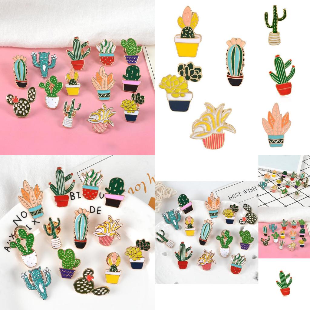 Unique Cartoon Creative Cactus Brooch Pin Accessory For Fashionable Apparel Use
