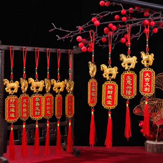 Chinesische Neujahrsdekoration 2026 Jahr des Pferdes Rote Hängende Feng Shui Dekoration Tierkreiszeichen Quasten Anhänger für Frühlingsfest