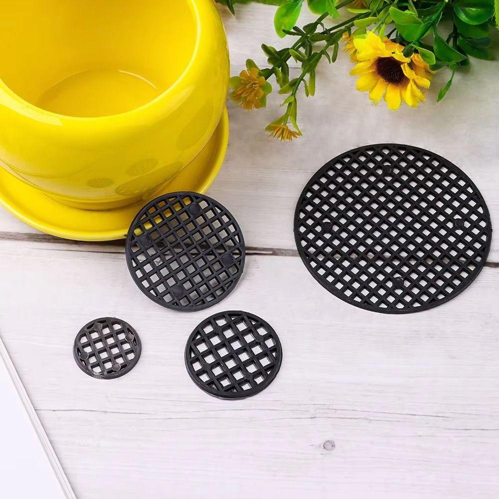 100/200/300Pcs Hole Bonsai Basin Grid Bottom Pad Plastic Round Mesh Grid Mat Flowerpot Gasket