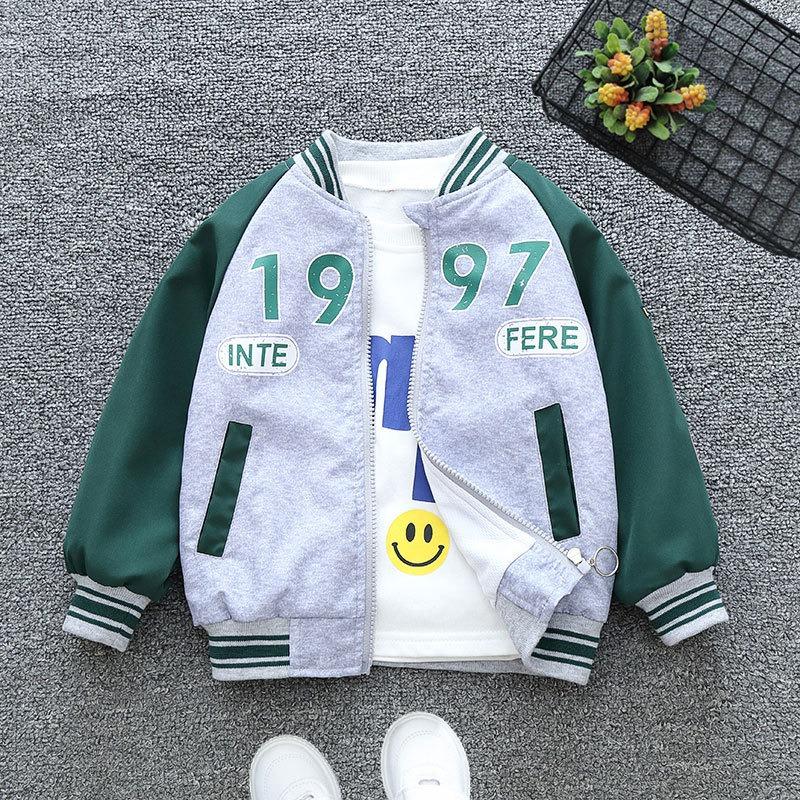 Spring and Autumn Boys Letter Cardigan Jacket Children's Baseball Uniform Jacket Casual Sports Jacket