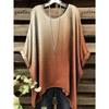 Women 's T-Shirt Simple Color Gradient Print Elegant Irregular Hem O- Neck Women's Clothing T-Shirt Vacation Clothes for Woman