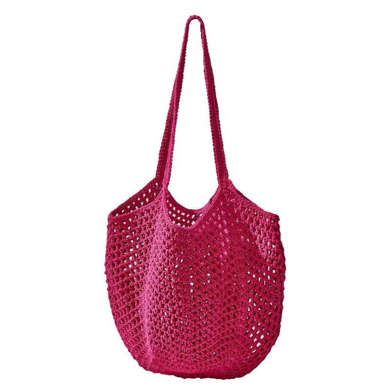 Handliche faltbare Einkaufs-Baumwollnetztasche, wiederverwendbare Obstnetztasche, gewebte Netztasche mit Hohlmuster für die Küchenaufbewahrung