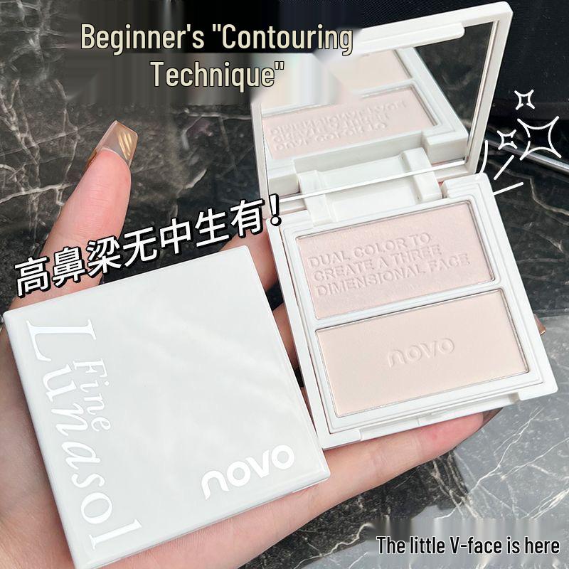 NOVO Dual-Color Contour & Highlight Palette: 3D Contouring, Matte Highlight, Nose & Shadow All-in-One Solution