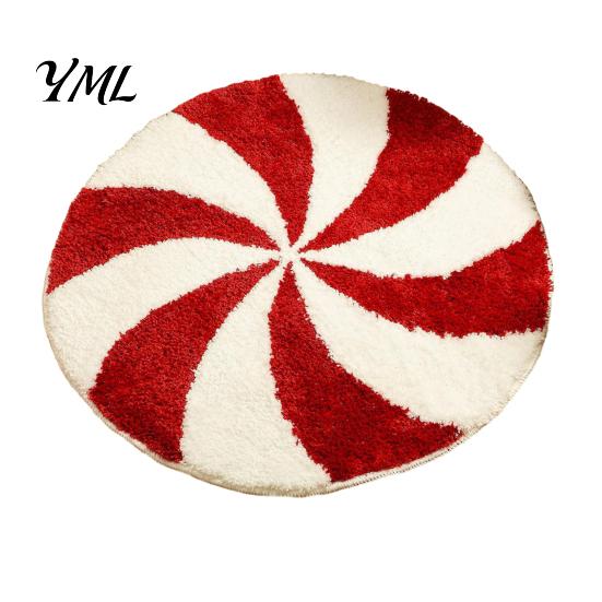 Soft Imitation Cashmere Rug Round Christmas Rug, 39" Santa Snowflake Pattern, Non Slip Carpet Holiday Area for Home Living Room Bedroom Decor Washable