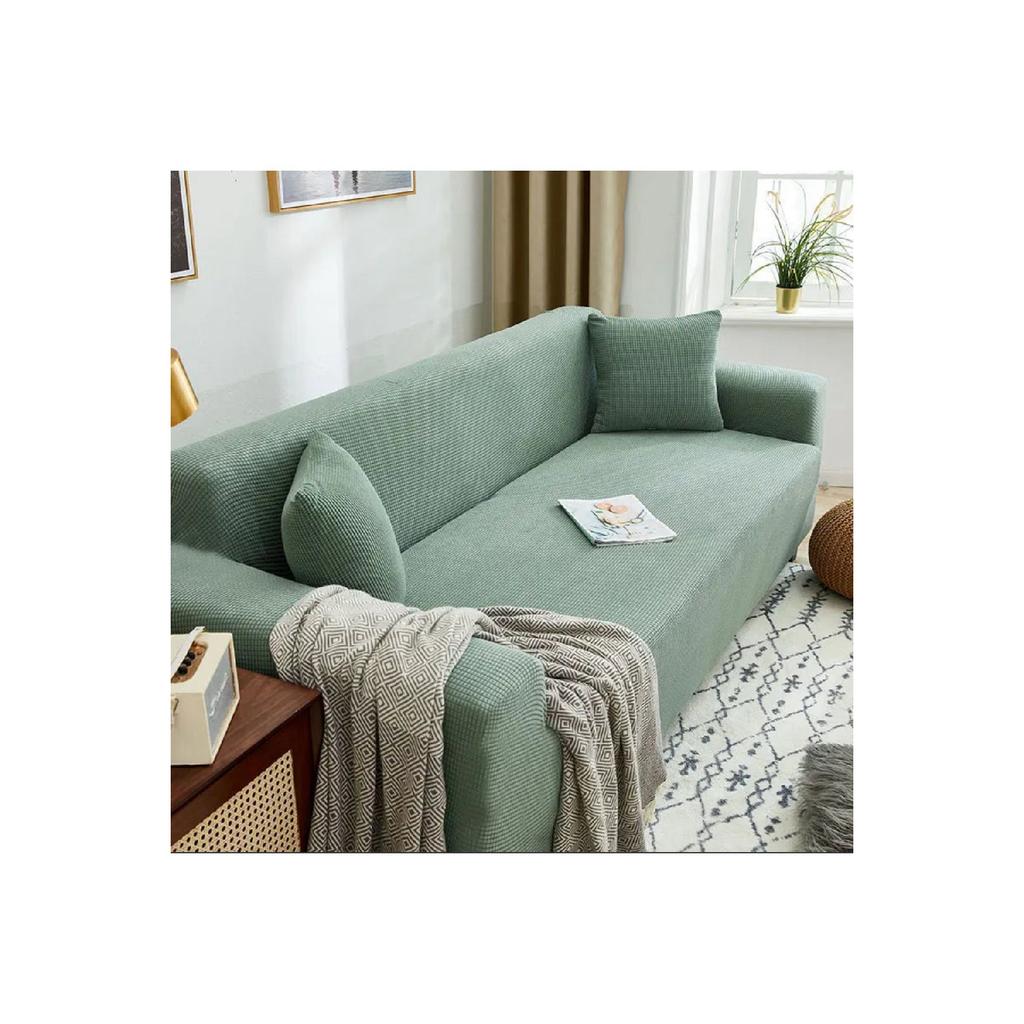 Lycra Stretch Elastic Flexible Washable Square Pattern Three-seater Sofa Cover Sofa Cover