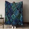 Elegant Turquoise Vintage Harajuku Blanket Aesthetic Geometric Pattern Soft Warm Cosy Throw for Bed Sofa Office Travel Hiking