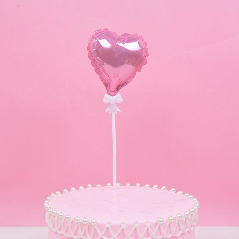 

Heart five-pointed star Aluminum Film Balloon 5pcs Birthday Cake Party Decoration plug-in Baked Desserts Wedding Baby Shower 5pcs