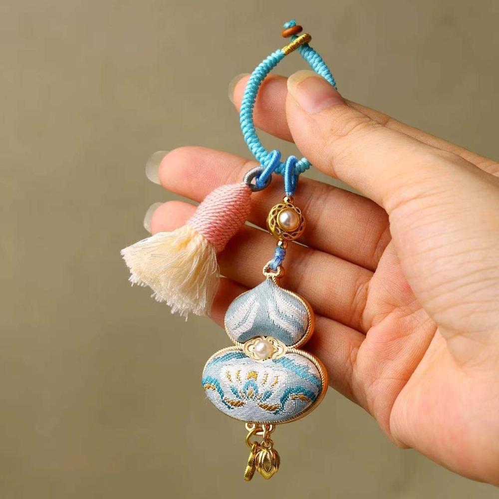 Blessing Brocade Gourd Pendant Good Luck Hanging Ornaments Spring Festival Gourd Key-chain  Gifts