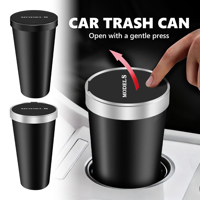 AMV1 For Tesla Car Logo Trash Can Cup Holder Portable Mini Waterproof Storage Garbage Bin Model 3 Y S X Roadster P75D P85D P100D