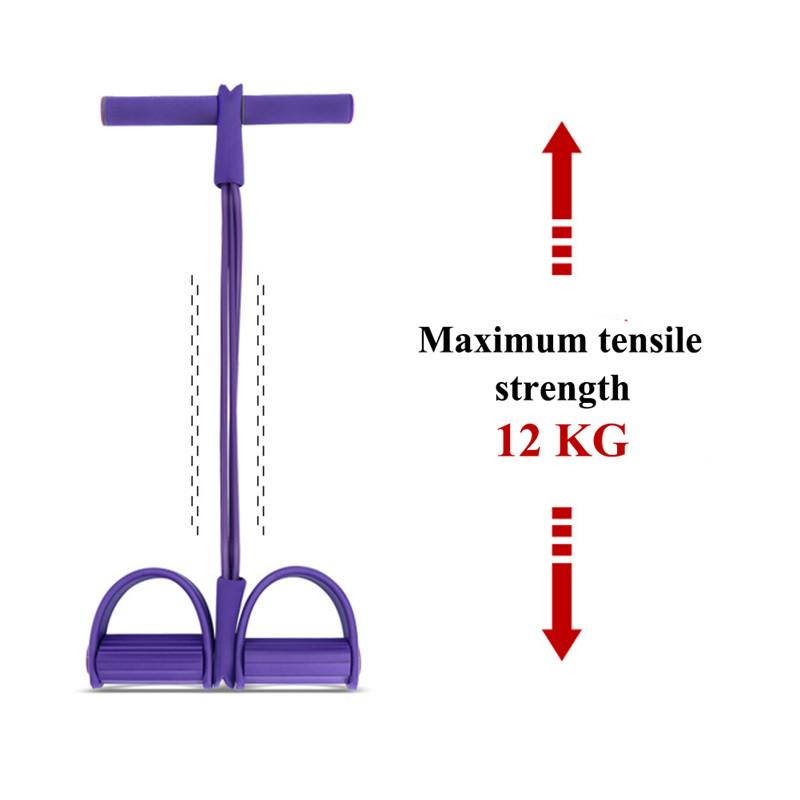 4 Tubes Strong Fitness Yoga Resistance Bands Latex Pedal Exerciser Sit- Up