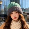 Versatile Cold-proof and Warm Wool Hat Japanese Retro Splicing Plush Ear Protection Knitted Hat