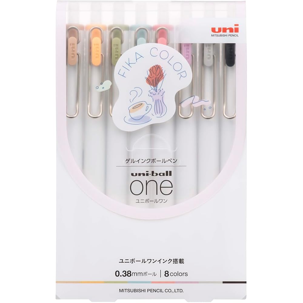 Mitsubishi Pencil Gel Ballpoint Pen Uniball One 0.38 Fica Color 8 Color Set UMNS38FC8C