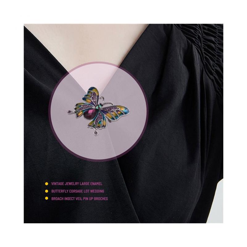 Vintage Large Butterfly Enamel Corsage Wedding Brooch Veil Pin