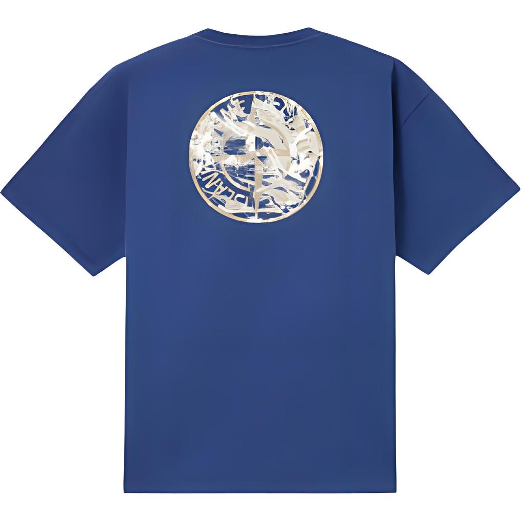 Stone Island Logo Print Crew Neck Short Sleeve T-Shirt Men Tops Blue K1S1521002RCS0153-V0028