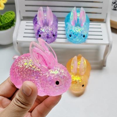 Kids Anti-stress Soft TPR Slow Rebound Sequins Maltose Pinch Toy Stress Relief Elastic Squeezing Colored Rabbit Decompression