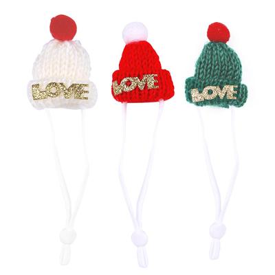 1pc/3pcs Pet Christmas Hat With Letters Love Pompon Design For Hamster Guinea Pig Hedgehog Small Animals