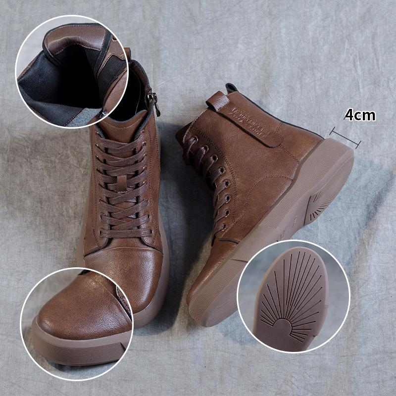 Women Fashion Thick-soled Martin Boots Fur Retro Ankle Boots Soft-soled Women Short Boots