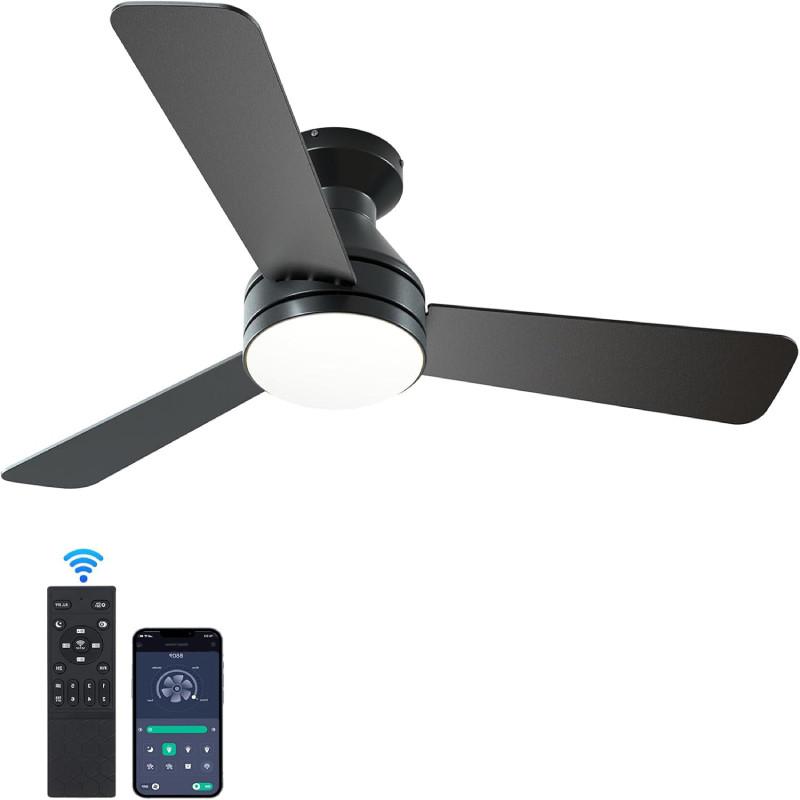 

Ceiling Light Fan Silent Operation Children Home Bedroom Living Supplies Space Black Threeleaf,106cm