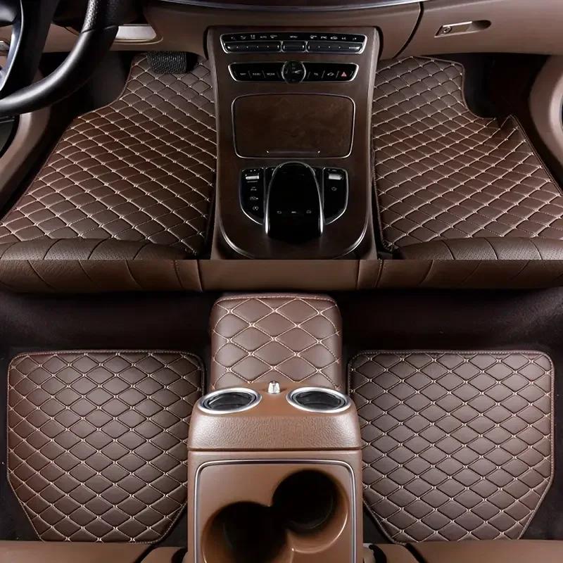 New 5Pcs Set PU Leather Car Floor Mats Waterproof Dust-Proof Auto Foot Pad Set Protector Pads Fashion Car Interior Accessories