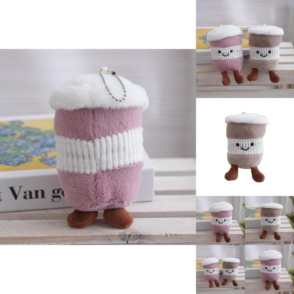 Plush Keychain Cute Cartoon Coffee Cup Pendant With Pp Cotton Filling For Bag Decor And Gift