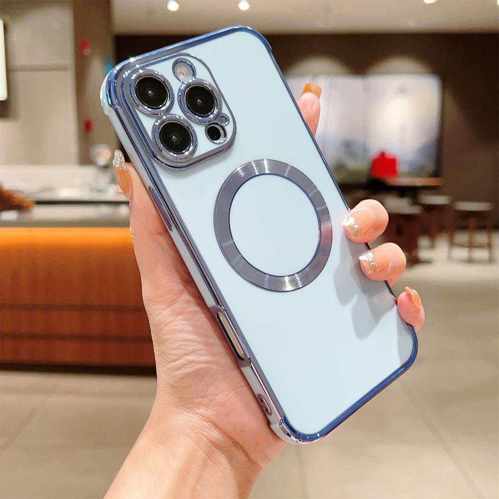 For iPhone 16 Pro Max Case Compatible with MagSafe Electroplating TPU Phone Cover