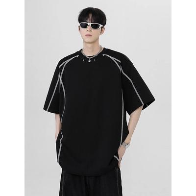 Black Short-sleeved T-shirt Men Summer American Breathable Loose Top