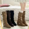 Belt Buckles Pile Up New Boots Versatile Knight Boots Long Boots Women 2025 Thin Retro Inner Height Increase Autumn Tall Tube