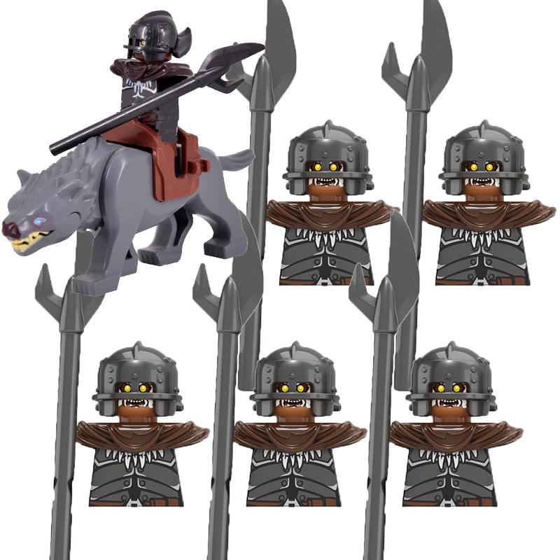 MOC Středověké Vojenské Stavební Kostky Elfský Bojovník Ork Rohan Gondor Rytíř Sada Postav Zvířecí Armáda Zbraň Luk Kuše Hračka