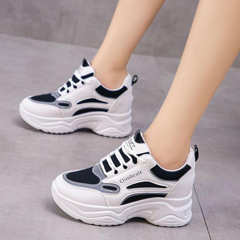 

2025 spring and autumn new Internet celebrity ins shoes trend breathable women s shoes heightened feet little dad shoes 40 чёрный