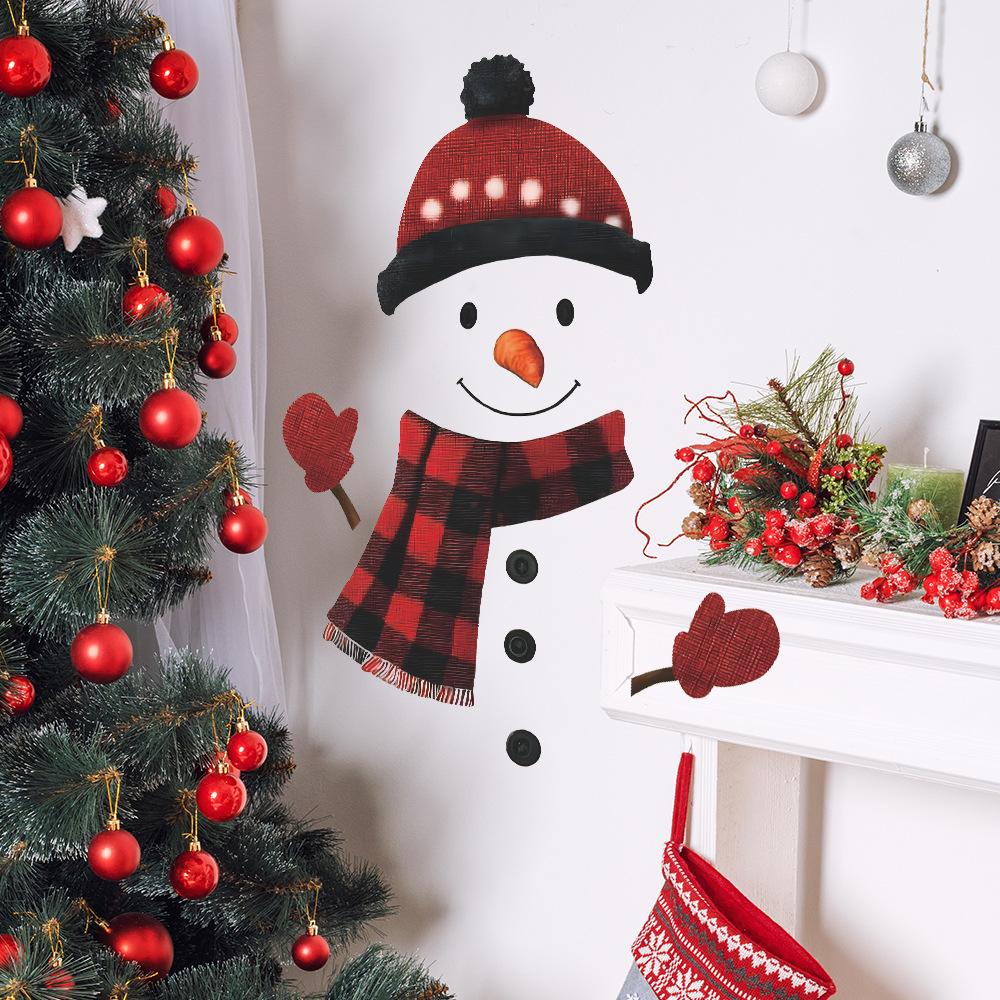 Cartoon Christmas Snowman Scarves Gloves Kitchen and Dining Room Beautification and Decoration Wall Stickers