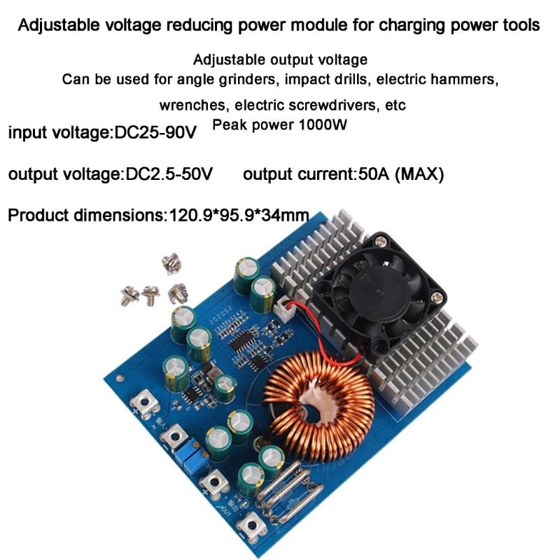 1000W 50A zu Konverterplatine Breit 25V 90V Eingang Einstellbar 2,5V 50V Ausgang Stabil Niedrig Einfache Installationen für DIY-Projekt