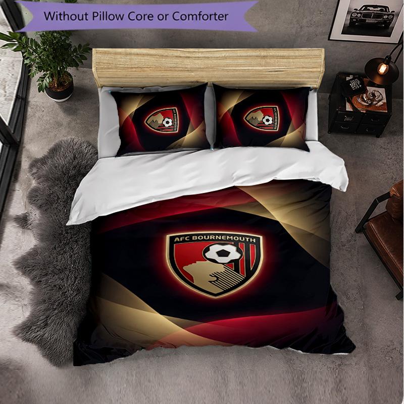Set Biancheria da Letto Bournemouth Football 3 Pezzi Morbido Set Copripiumino con Federe Set Decorazione Camera da Letto per la Casa