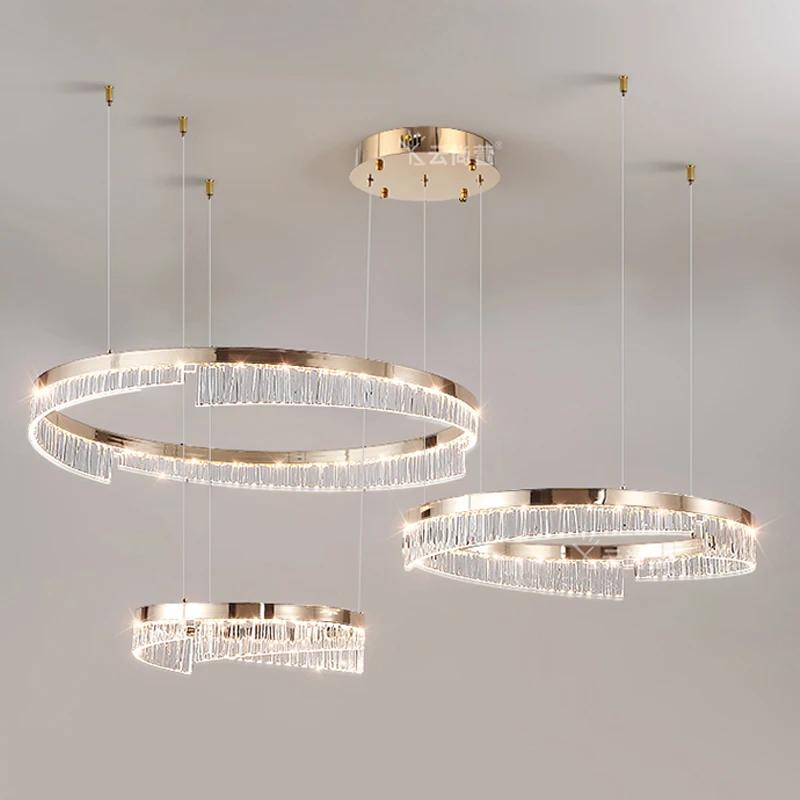 Nordic Design Luxury Living Room chandeliers Bedroom Dining Room Pendant Light Gloss Lamp Room Decoration Ring Lighting Fixture