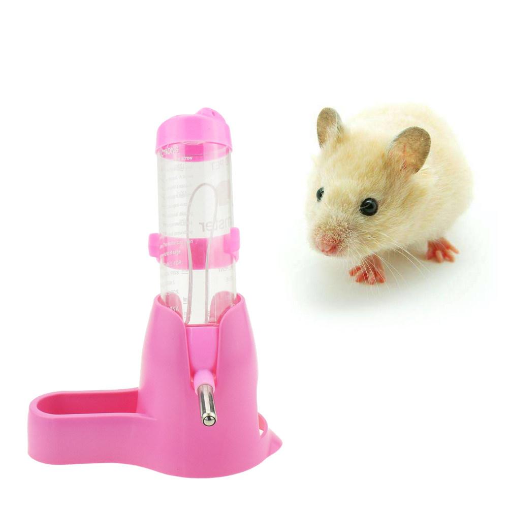 Pet Dispenser Eco-Friendly Plastic Automatic Water Feeder Pink 125Ml for Hamster Small Pets Non-Skid Base Easy