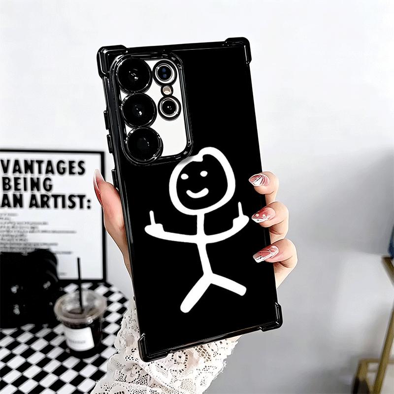 Funny Stickman Matchman Plating Phone Case For Samsung Galaxy S24 S25 FE S26 Edge S23 Ultra S22 S21 Plus S20 Anti-Fall Airabag C