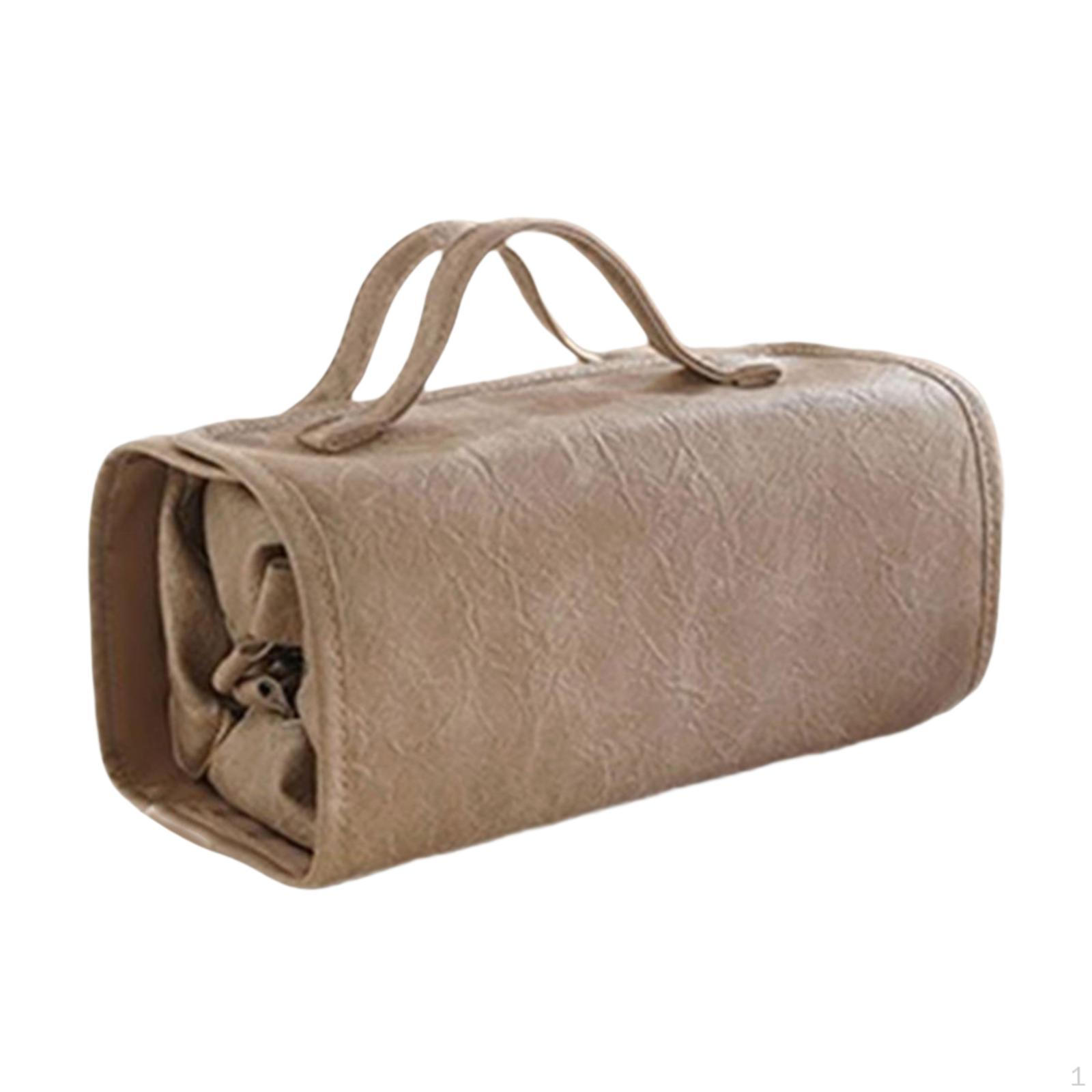 

Makeup Bag Cosmetic Portable Versatile Gift with Handle Toiletry Bags Make up Organizer for коричневый