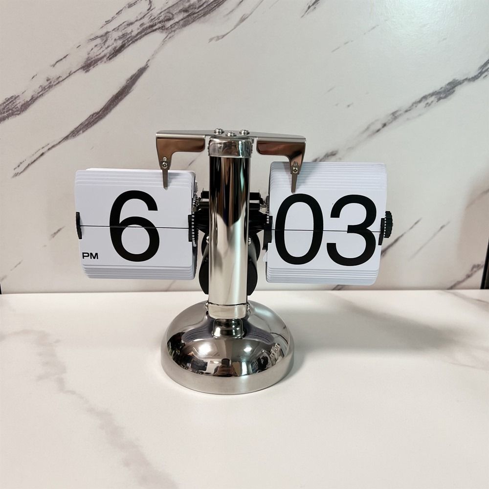 Page Turning Automatically Quartz Time Clocks Metal Desk Flipping Clock  Modern Home Decoration