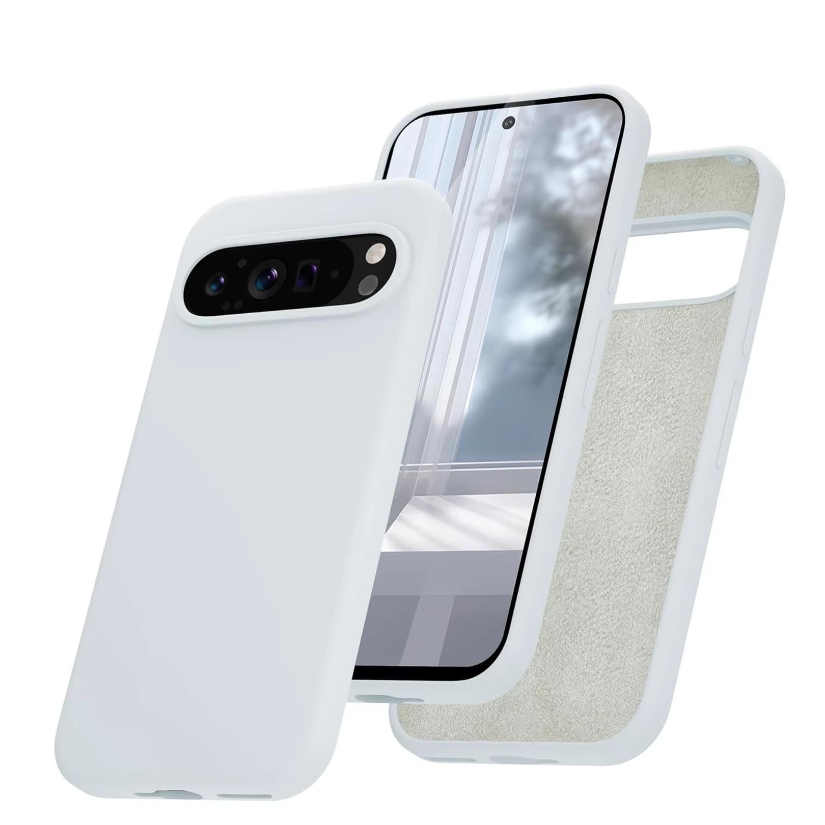 

Розкішний рідкий силіконовий м який тонкий чохол для Google Pixel 9 Pro XL 8 7 6 5 7A 8A 6A 5A з матовим покриттям, однотонний, протиударний чохол For Google 5A білий