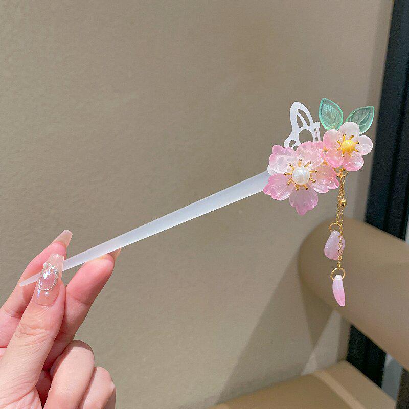 Girls Chinese Tassel Hairpin: Ancient Style Hanfu Headdress for Updo