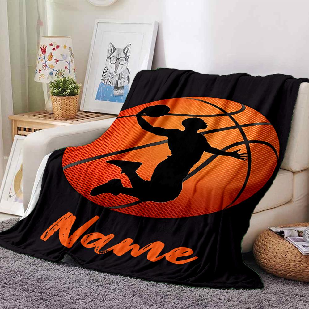 Custom Name Basketball Theme Printed Blanket - Perfect for Couch, Bed, Travel & Outdoor Use | Machine Washable, Cozy & Durable.