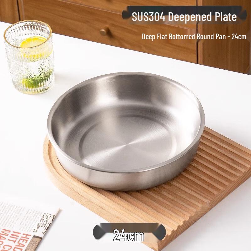 Chinese Style 304 Stainless Steel Deep Round Plate